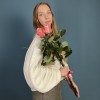 3 розовые розы Би Свит 80 см