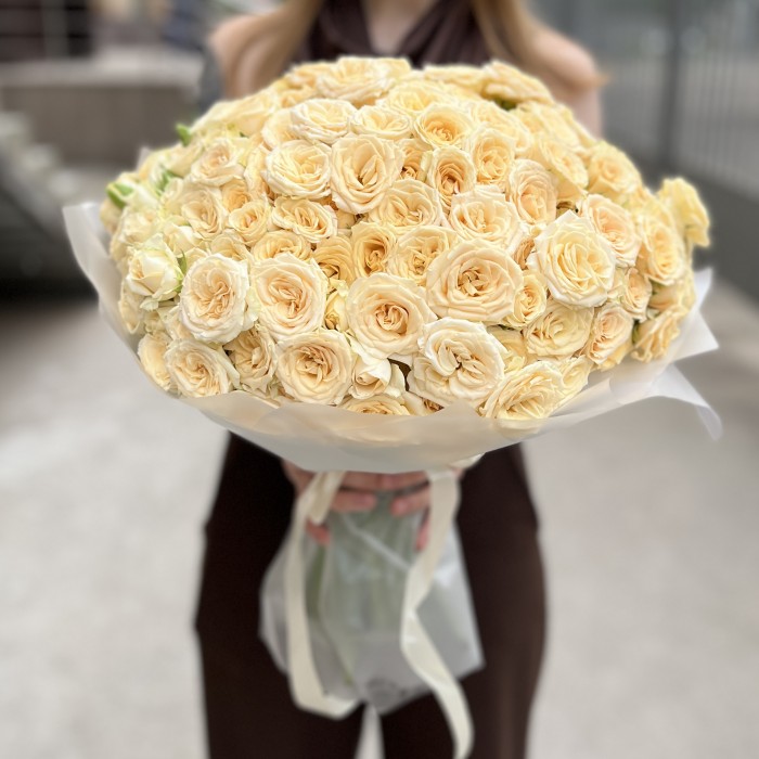 51 кустовая кремовая роза Аксана 40 см