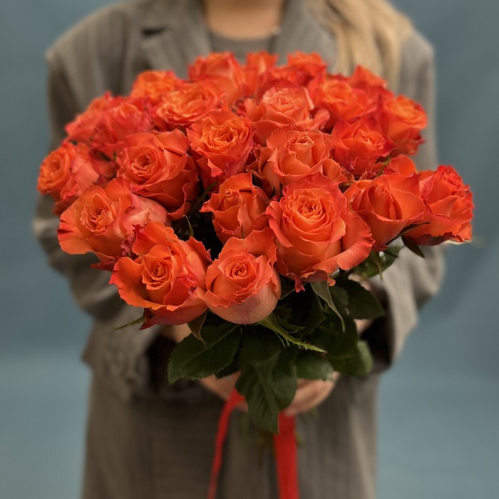 Оранжевая роза Тропикал Амазон 40 см