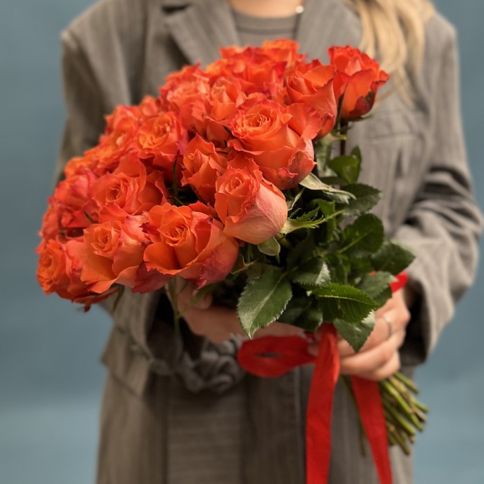 Оранжевая роза Тропикал Амазон 40 см