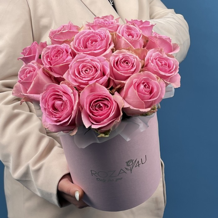 15 розовых роз Шугар Лав в коробке