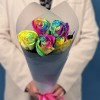 5 радужных роз 60 см