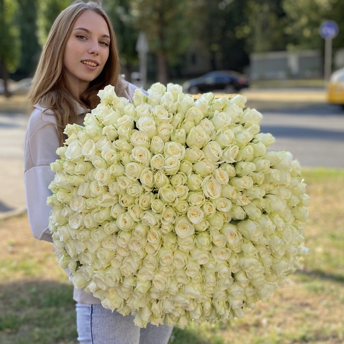 301 белая роза 60 см