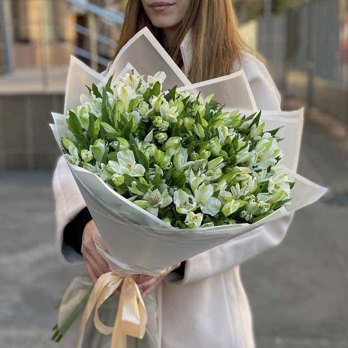 35 белых альстромерий