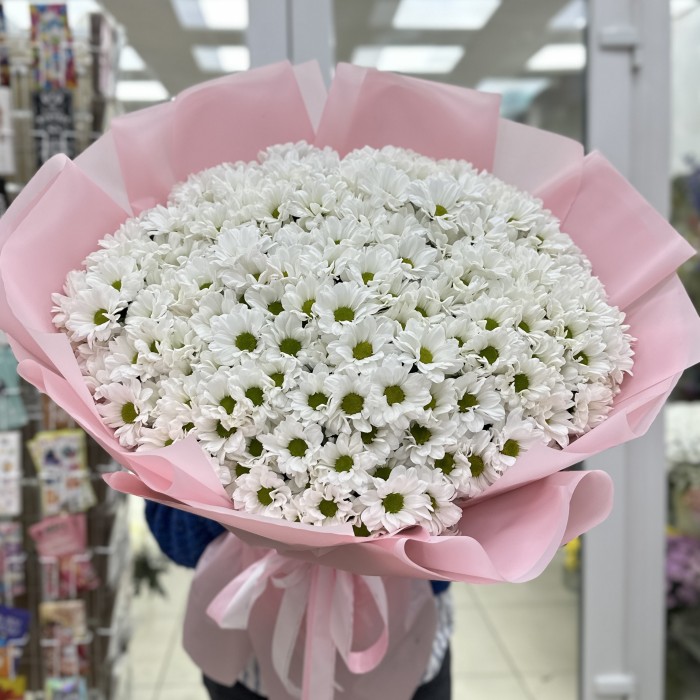 35 белых кустовых хризантем Бакарди