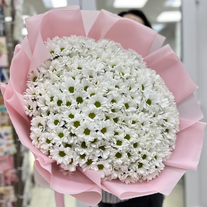 35 белых кустовых хризантем Бакарди