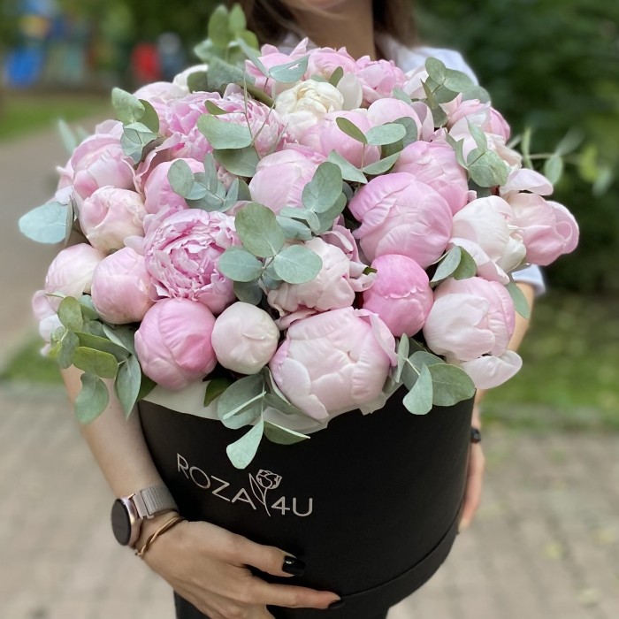 35 нежных пионов в коробке