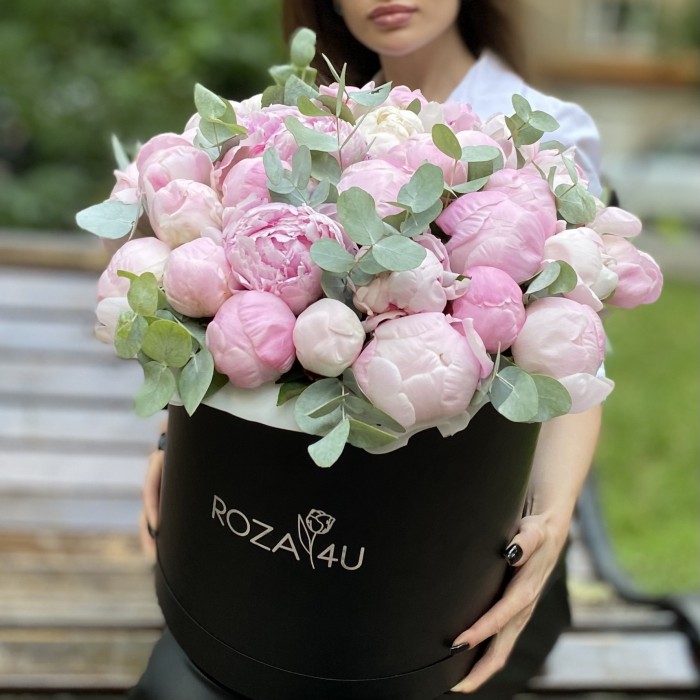 35 нежных пионов в коробке