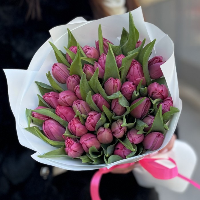35 пионовидных розовых тюльпанов Квин оф Марвел