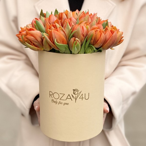 35 пионовидных тюльпанов Эрмитаж даб в коробке