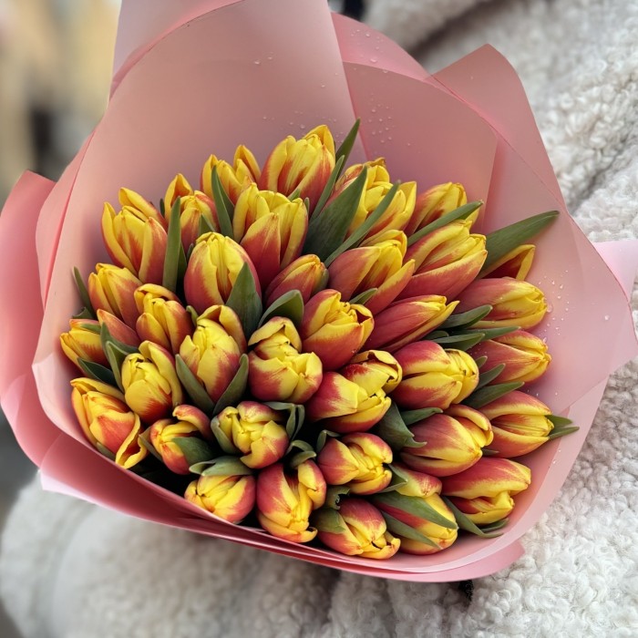 35 красно-желтых тюльпанов Денмарк