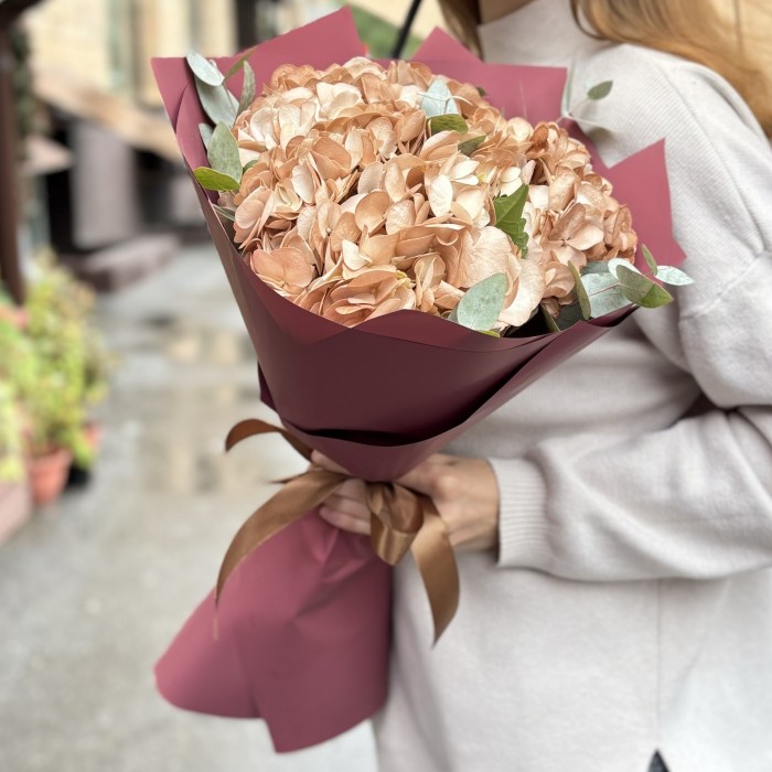 3 гортензии капучино с эвкалиптом