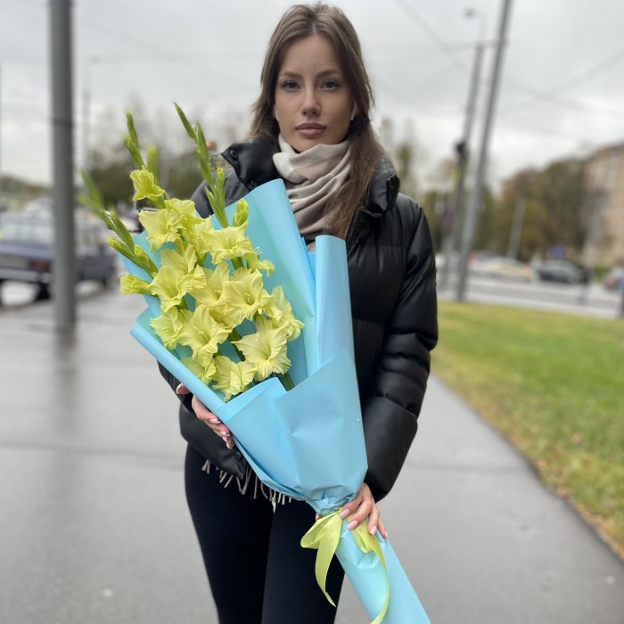 3 зеленых гладиолуса