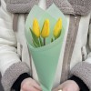 3 желтых тюльпана в упаковке