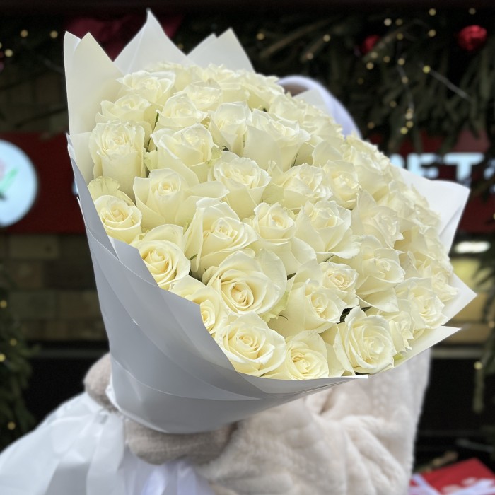 41 длинная белая роза 70 см