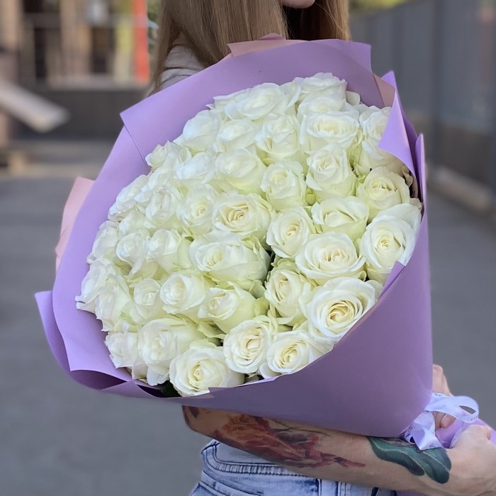 41 белая роза 60 см