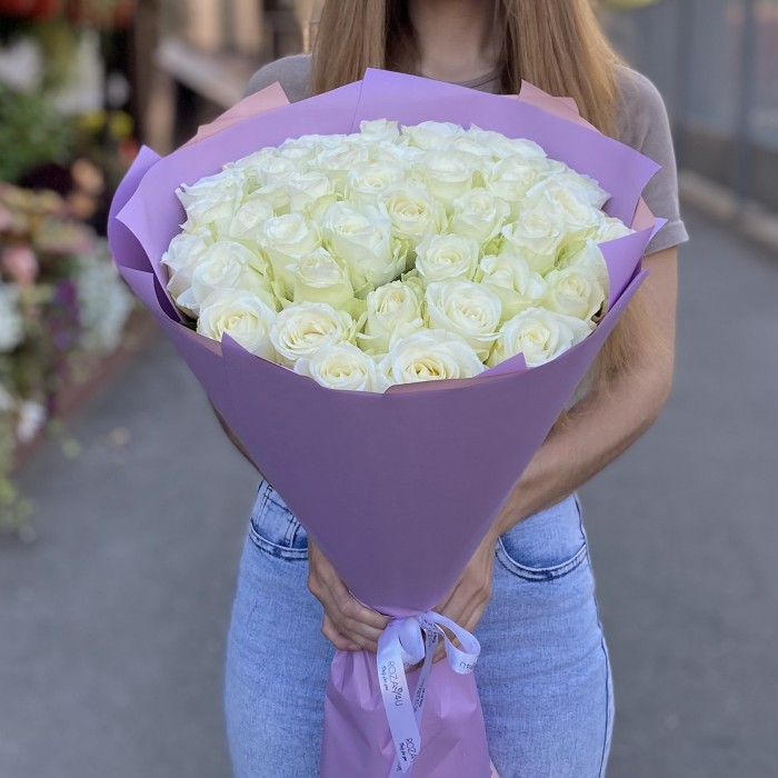 41 белая роза 60 см