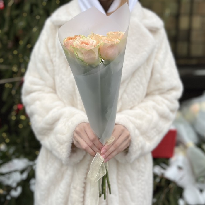 5 кремовых пионовидных роз Гравити