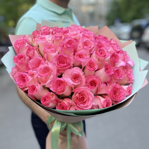 51 розовая роза Булевард