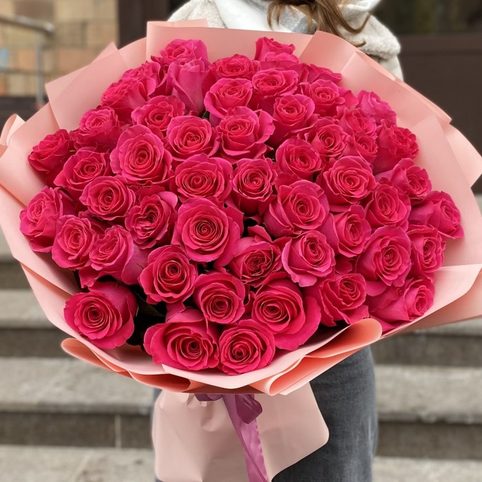 51 розовая роза Пинк Флойд 60 см