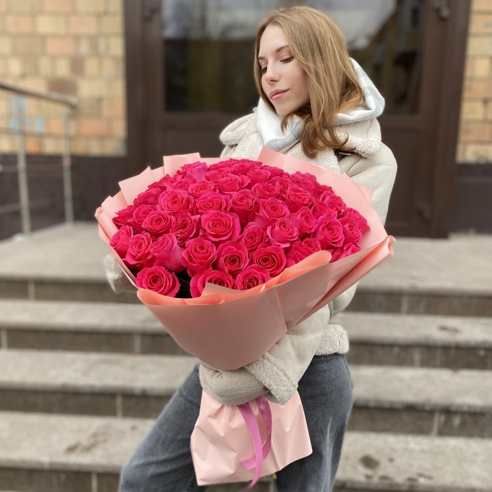 51 розовая роза Пинк Флойд 60 см