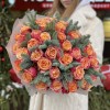 51 красно-оранжевая роза 3Д с нобилисом