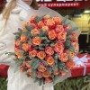 51 красно-оранжевая роза 3Д с нобилисом