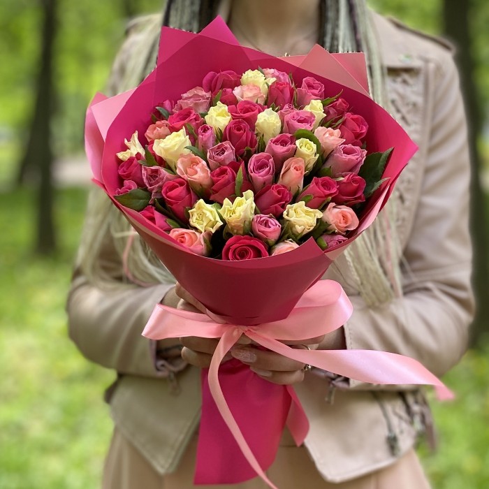 51 мини-роза малиновый микс