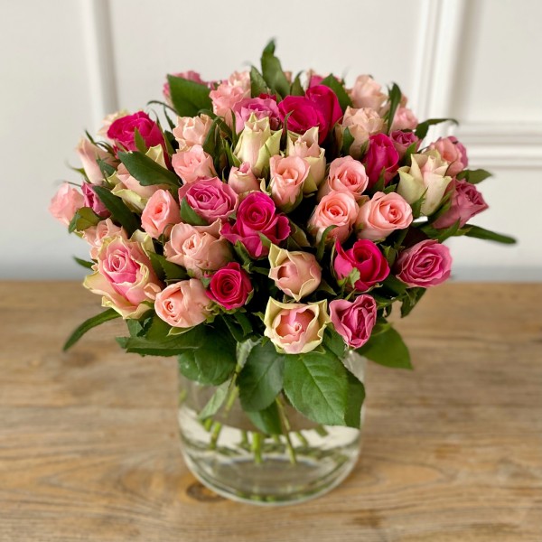 51 мини роза розовый микс
