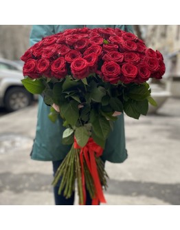 101 красная роза 70 см