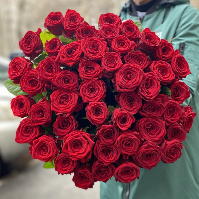 51 красная роза 70 см