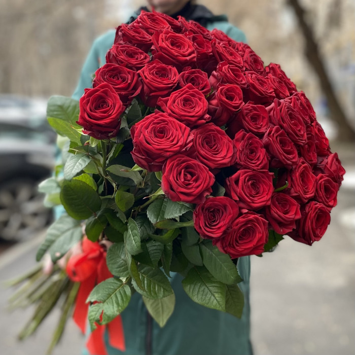 51 красная роза 70 см