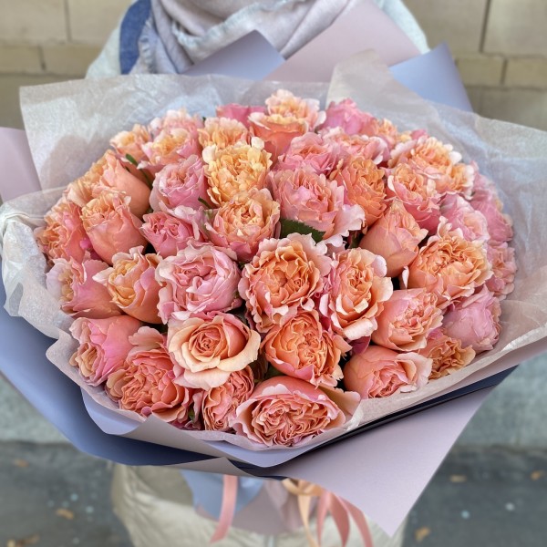 51 персиковая розовая пионовидная роза