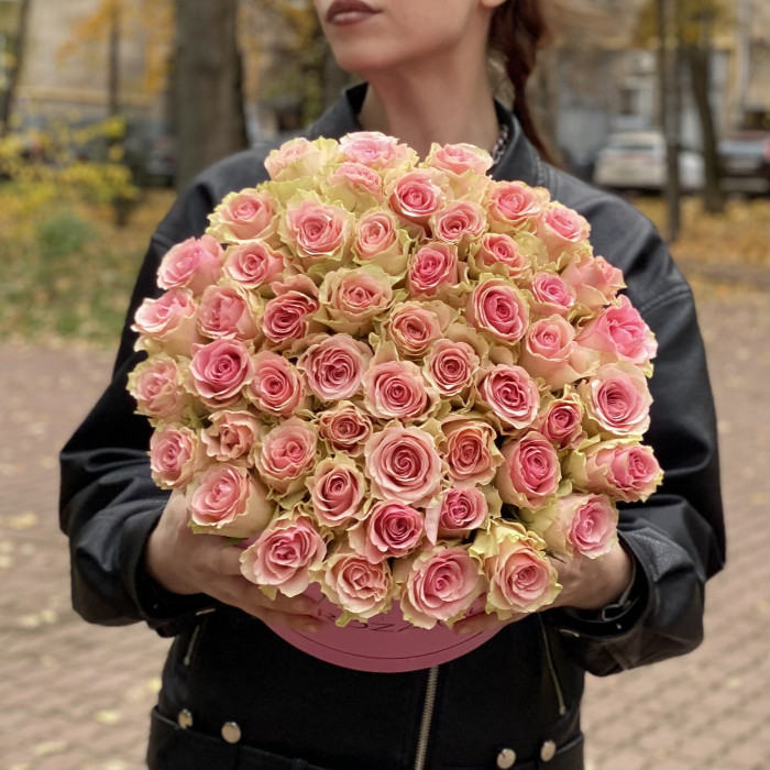 51 роза Топ-гир в коробке