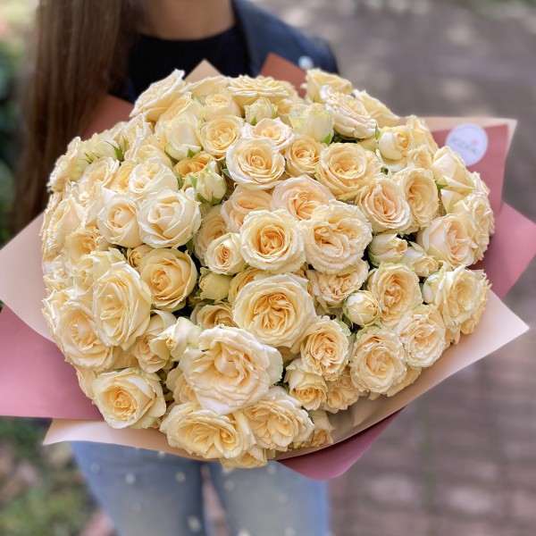 51 кремовая кустовая роза 40см