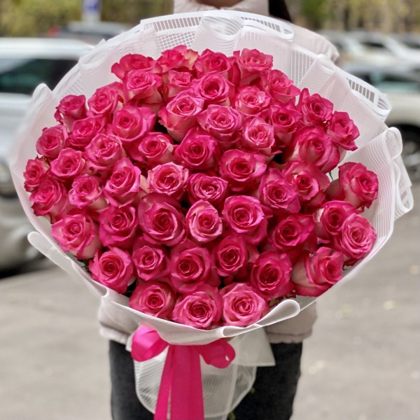 51 малиновo-белая роза Дабл Фэшн