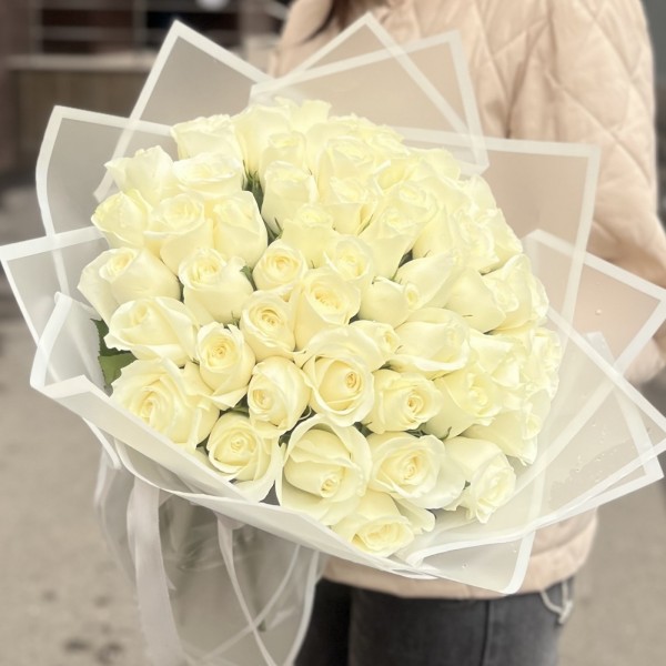 51 белая роза 40 см