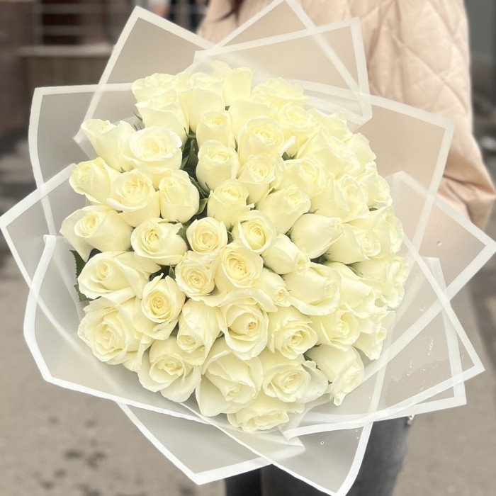 51 белая роза 40 см