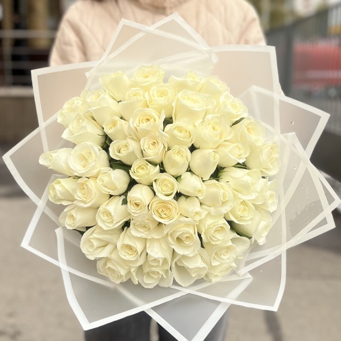 51 белая роза 40 см