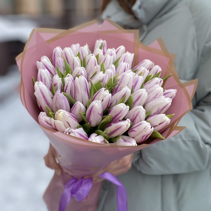 51 бело-фиолетовый тюльпан Флеминг Флег