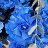 51 пышная голубая роза с эвкалиптом в коробке