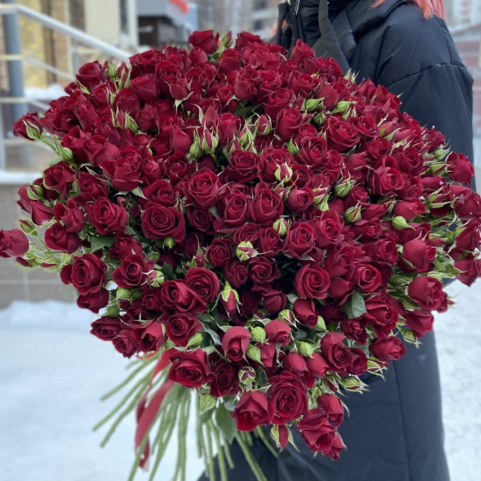 51 кустовая красная роза Рубикон 80 см