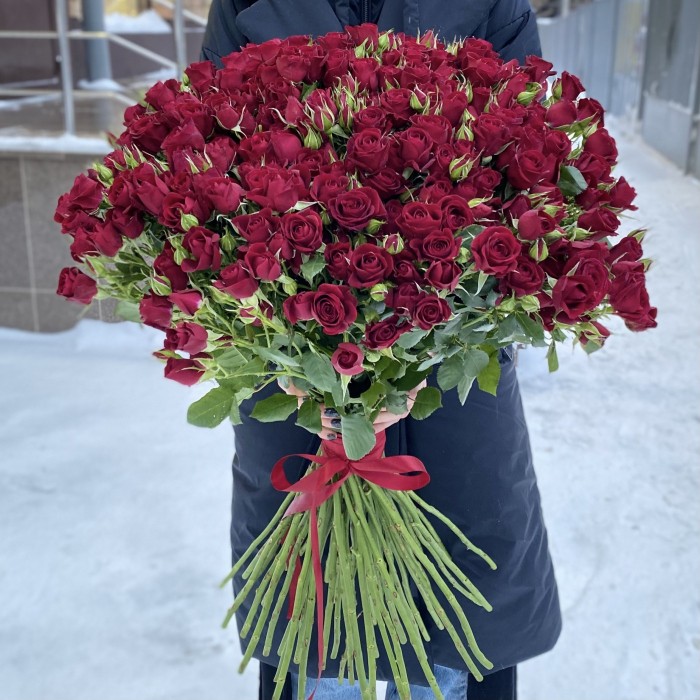 51 кустовая красная роза Рубикон 80 см