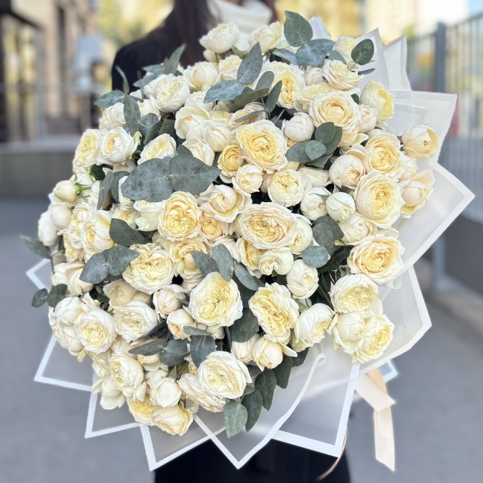 51 кустовая пионовидная кремовая роза Джульетта