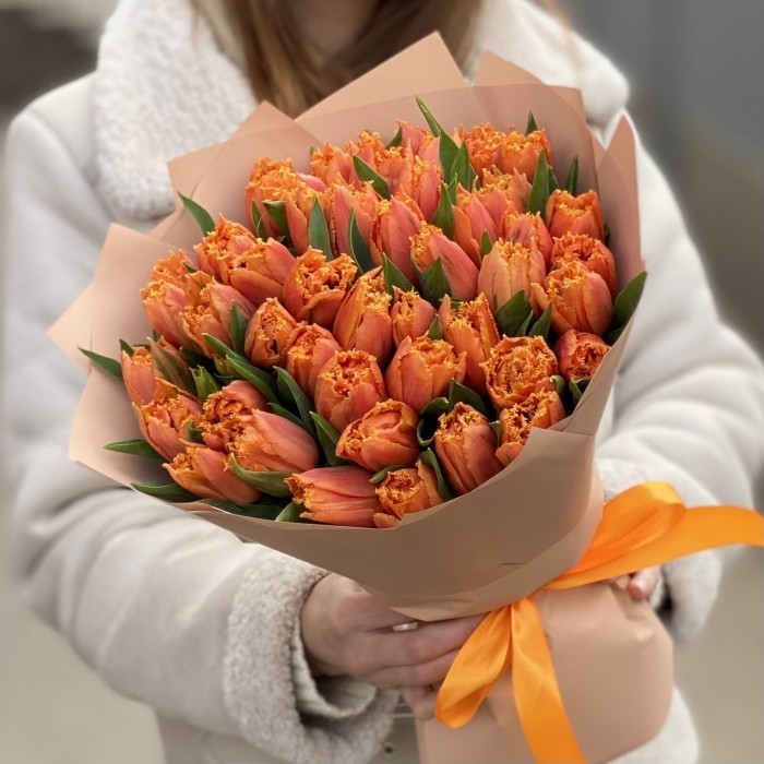 51 оранжевый махровый тюльпан Оранж пэшн