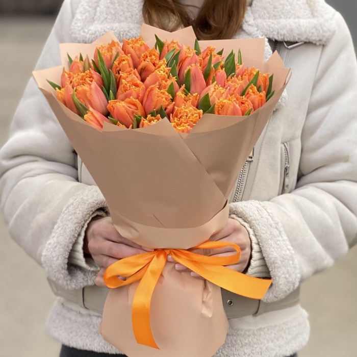 51 оранжевый махровый тюльпан Оранж пэшн