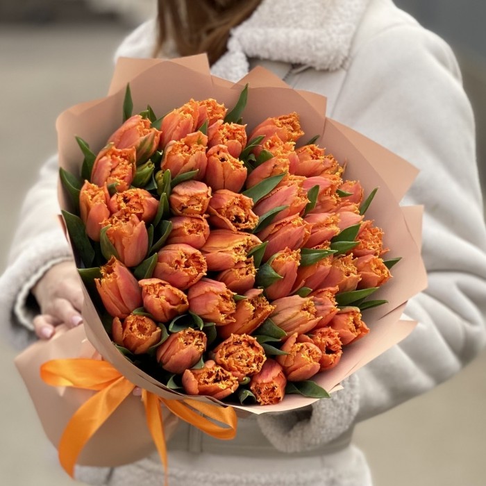 51 оранжевый махровый тюльпан Оранж пэшн