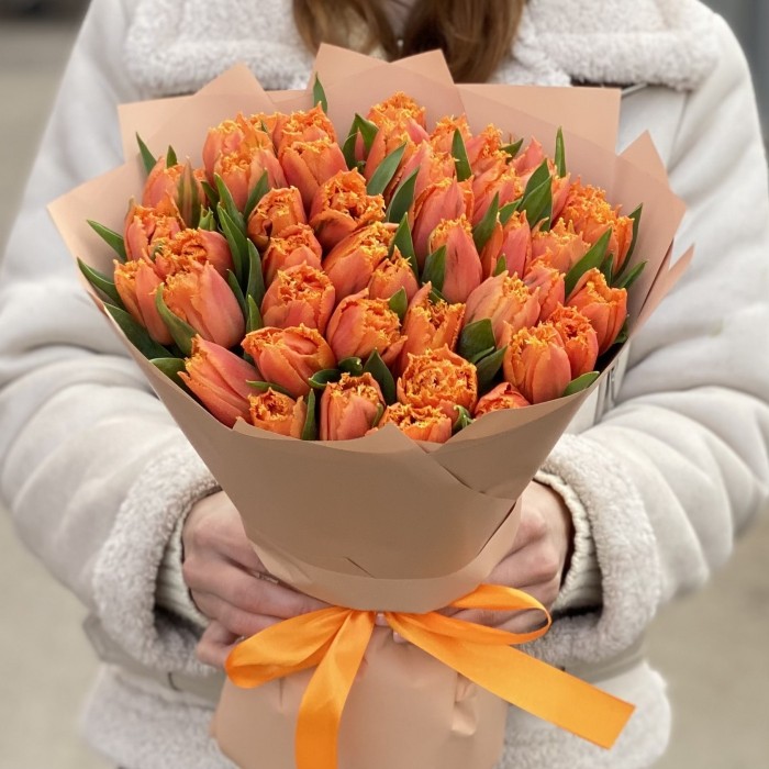 51 оранжевый махровый тюльпан Оранж пэшн