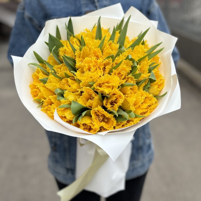 51 махровый желтый тюльпан