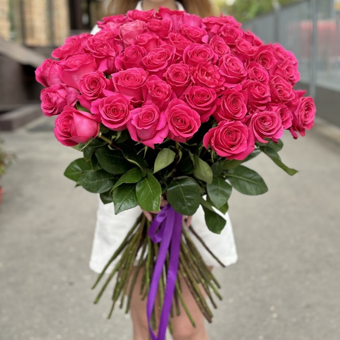 51 малиновая роза Пинк Флойд 80 см